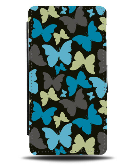 Shades Of Blue Butterflies Flip Wallet Case Butterfly Shaded Boys Grey E909