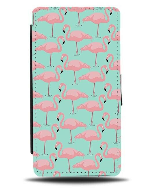 Mint Green and Pink Flamingo Flip Wallet Case Tropical Retro Flamingos Bird F529
