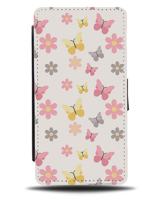 Girly Kids Colourful Butterfly Wings Flying Flip Wallet Case Yellow Pink F025