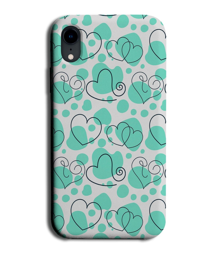 Mint Green Love Hearts Pattern Phone Case Cover Shape Shapes Neon Turquoise BC22