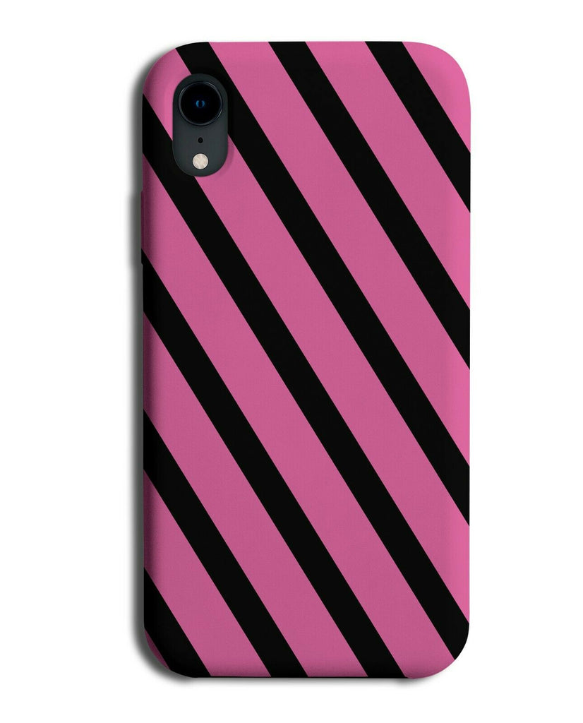 Hot Pink and Black Striped Phone Case Cover Stripes Coloured Girls Grunge i884