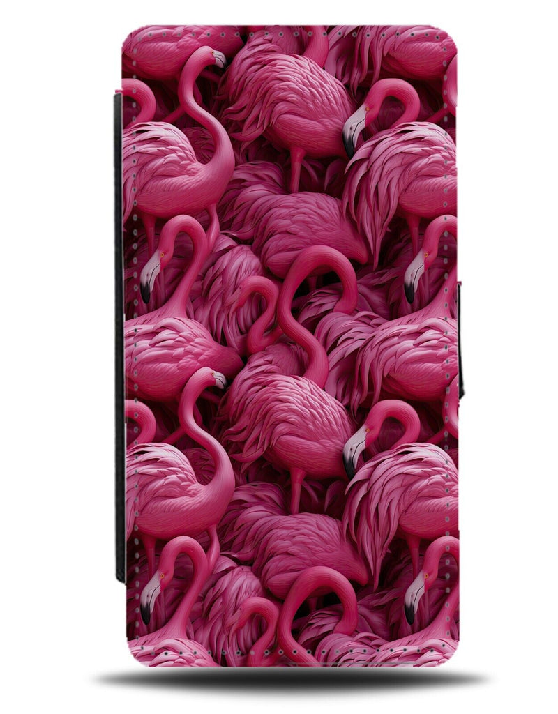 Pink Realistic Style Flamingos Flip Wallet Case Flamingo Retro Bird Plastic BX41