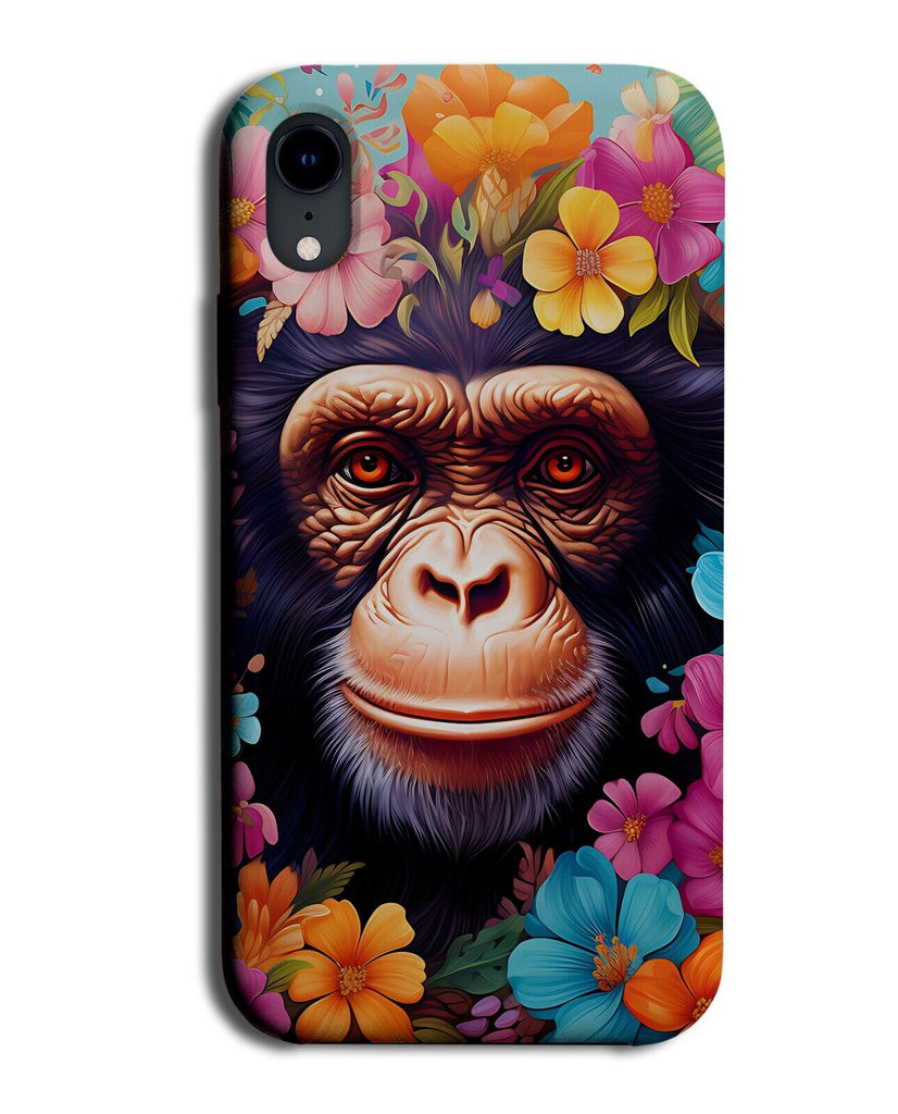 Floral Chimp Phone Case Cover In Flowers Chimps Face Head Monkey Ape Apes DC64