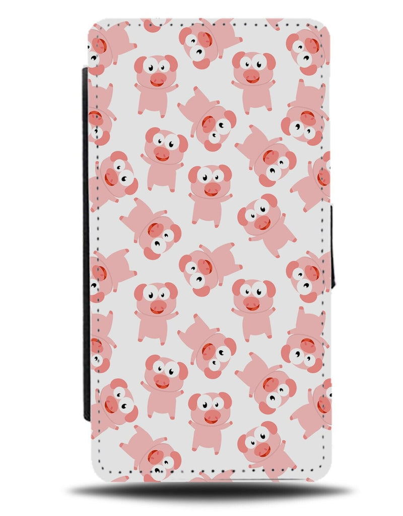 Childrens Pigs Pattern Flip Wallet Case Pig Kids Cartoon Design Pink Farm CI62