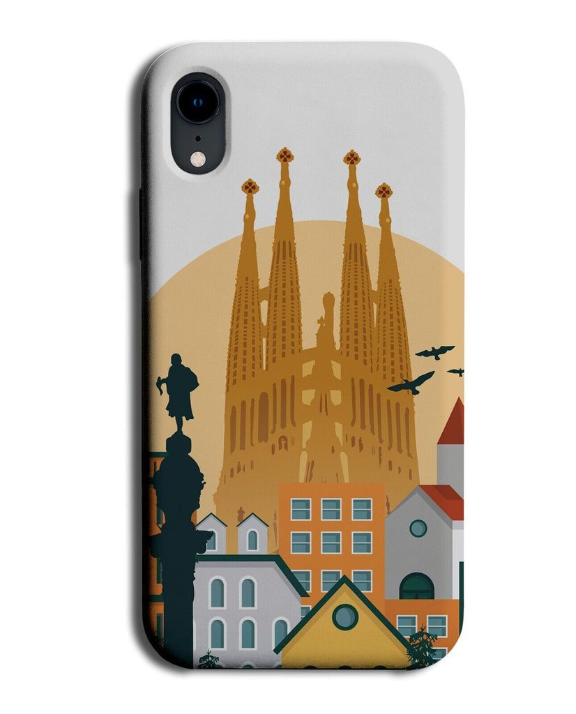 Barcelona Cartoon City Phone Case Cover Spain Spanish Cathedral Church P484