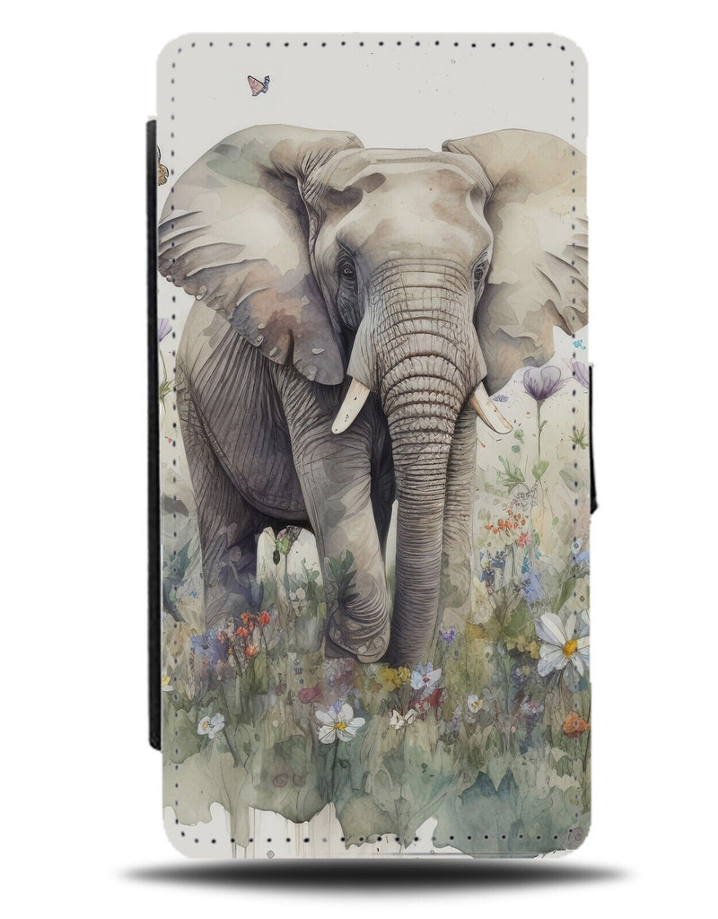 Stylish Spring Elephant Picture Flip Wallet Case Summer Animal Floral Girl BD59