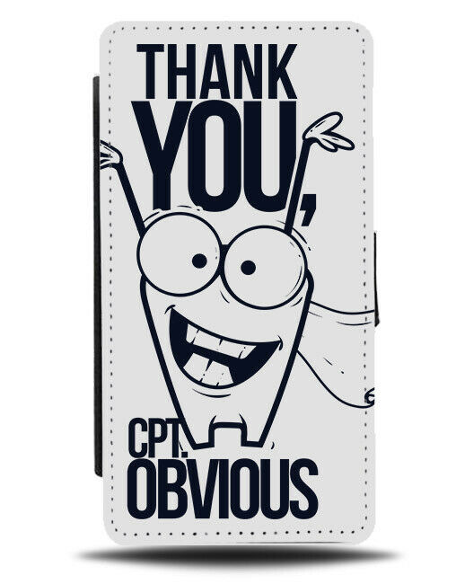 Captain Obvious Flip Wallet Phone Case Funny Quote Tooth Thank You Drawing E150