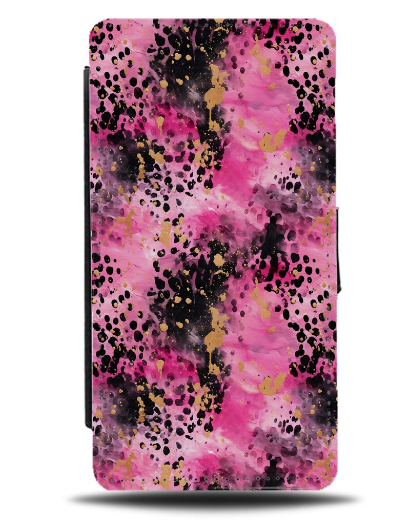 Hot Pink Stylish Leopard Print Flip Wallet Case Spots Pattern Design Skin CJ83