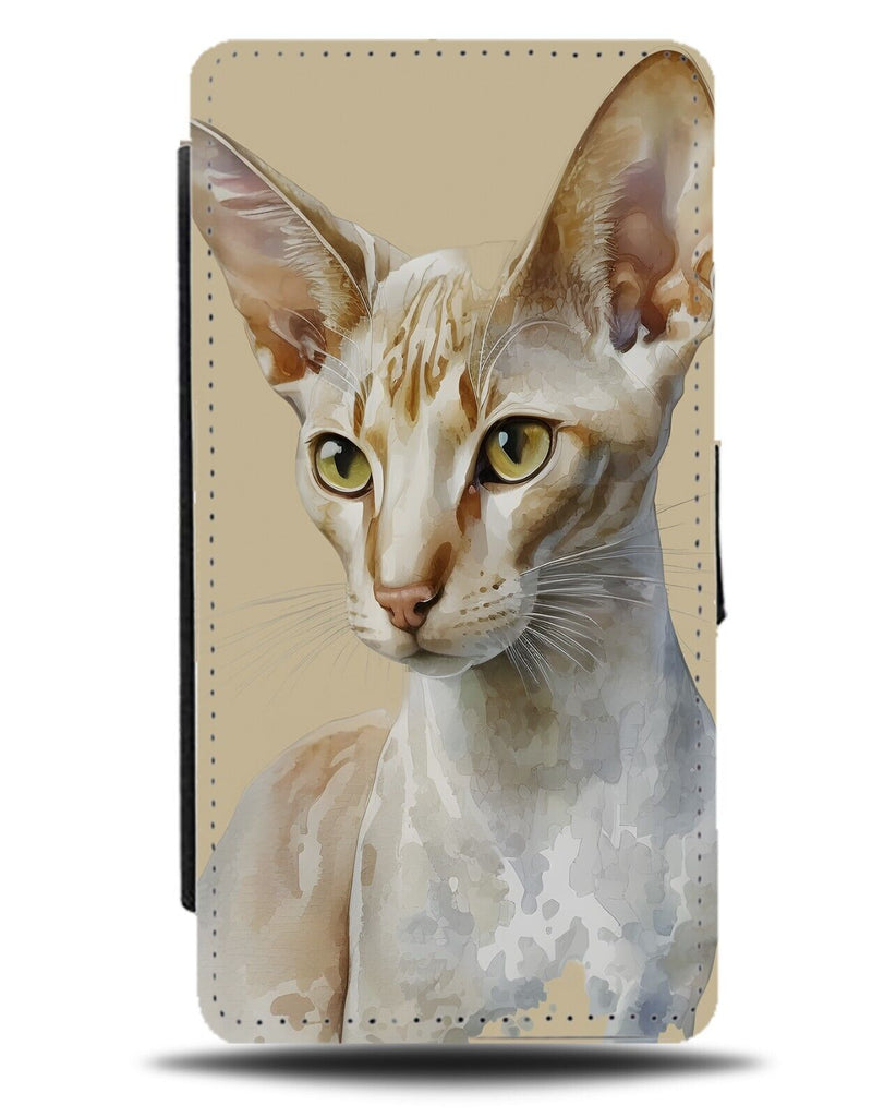 Beige Oriental Shorthair Cat Flip Wallet Case Breed Cats Face Sphynx Kitten DH61