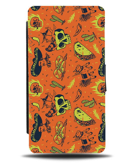 Orange Cincode Mayo Flip Wallet Case Cincodemayo Tascos Taco Mexican Mexico N606