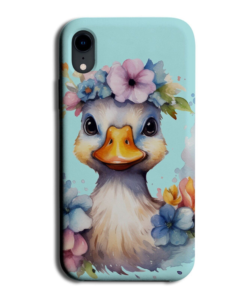 Floral Duck In Flower Crown Phone Case Cover Ducks Head Face Swimming White DC28