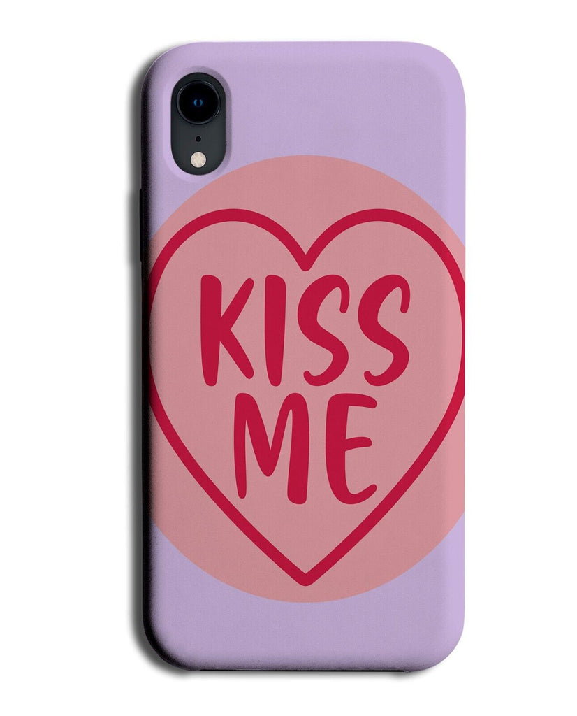 Funny Kiss Me Love Phone Case Cover Retro Sweets Purple Words Heart Shape P275B