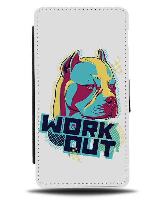 Pitbull Work Out Flip Wallet Phone Case Fitness Pit Bull Dog Dogs Colourful E294