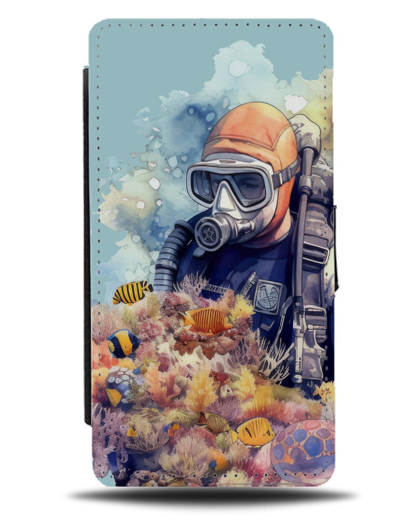 Great Barrier Reef Scuba Diving Flip Wallet Case Diver Ocean Marine Life DC55