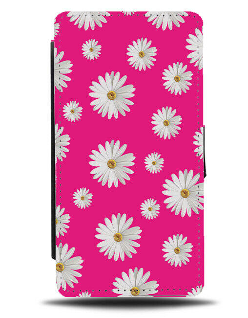 Hot Pink Summer Daisy Flip Cover Wallet Phone Case Daisies Flowers Girls D843