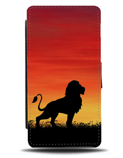 Lion Silhouette Flip Cover Wallet Phone Case Lions Sunset Sunrise Photo i245