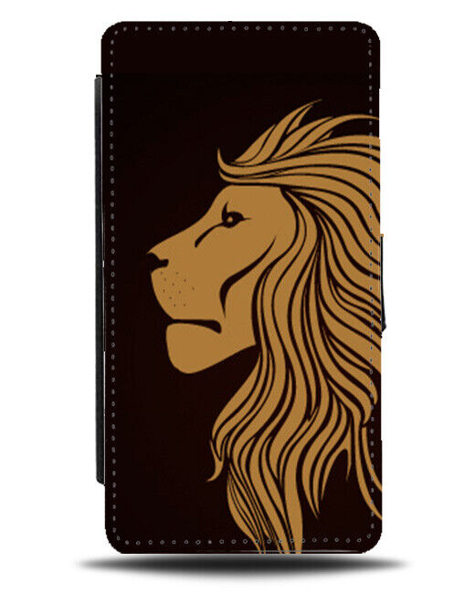Simplistic Lion Face Flip Wallet Case Head Mane Hair Waves Lines Design J696