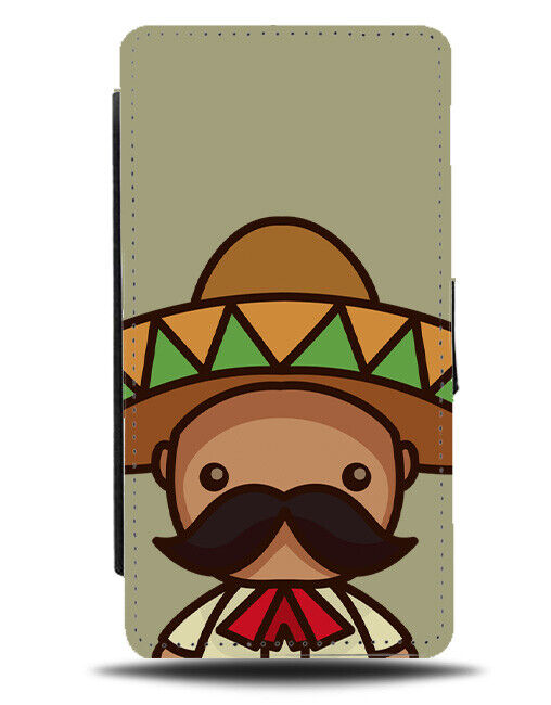 Funny Mexican Man In Sombrero Flip Wallet Case Moustache Mexico Cartoon J748
