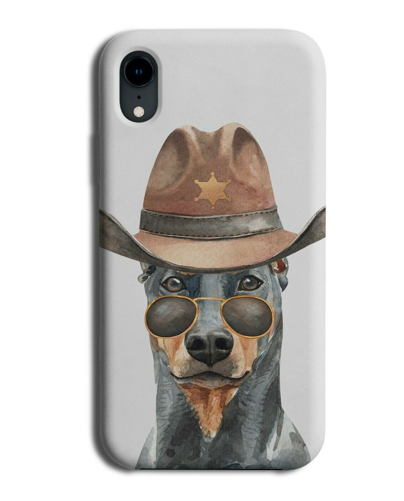 Dobermann Phone Case Cover Dog Dogs Pet Cowboy Cow Boy Hat Sheriff Face K544