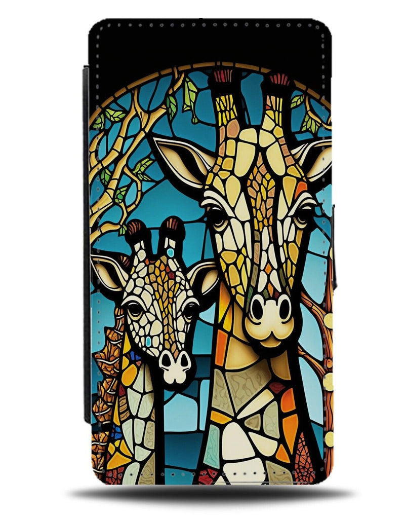 Giraffes Stained Glass Window Art Flip Wallet Case Artwork Giraffe Girrafe CW68