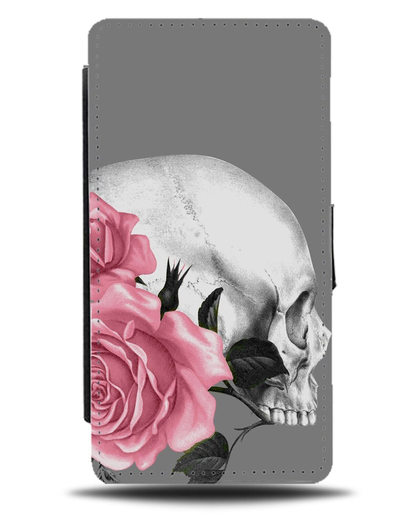 Pink Rose Skull Flip Wallet Case Skulls Girls Girl Womens Roses Petal Emo AI87