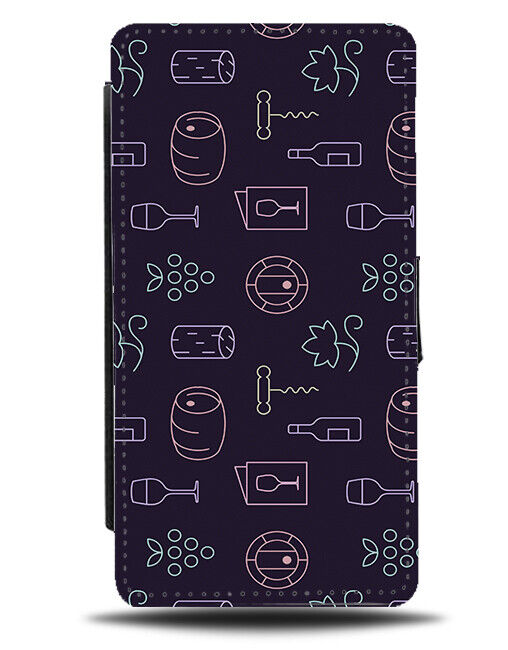 Wine Pattern Flip Wallet Case Design Sketched Outline Drinker Gift K866