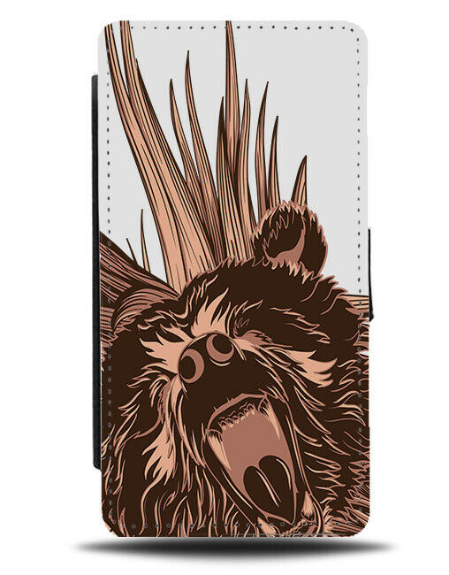 Scary Brown Bear Cartoon Flip Wallet Phone Case Bears Grizzly Comic Book E525