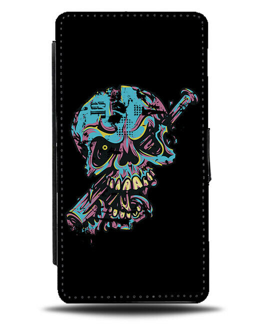 Baseball Bat Skull Flip Wallet Phone Case Base Ball Smashed Cracked Skulls E298