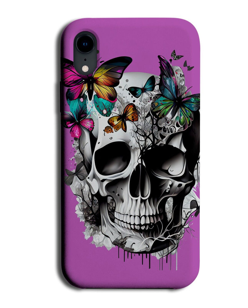 Retro Lilac Skull with Butterflies Phone Case Cover Butterfly Violet Colour BA86