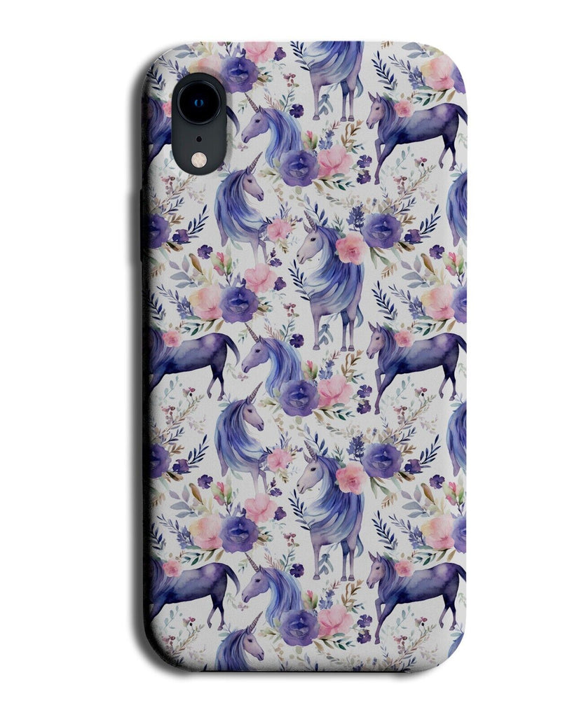 Purple Watercolour Unicorn Pattern Phone Case Cover Unicorns Violet Roses CU56