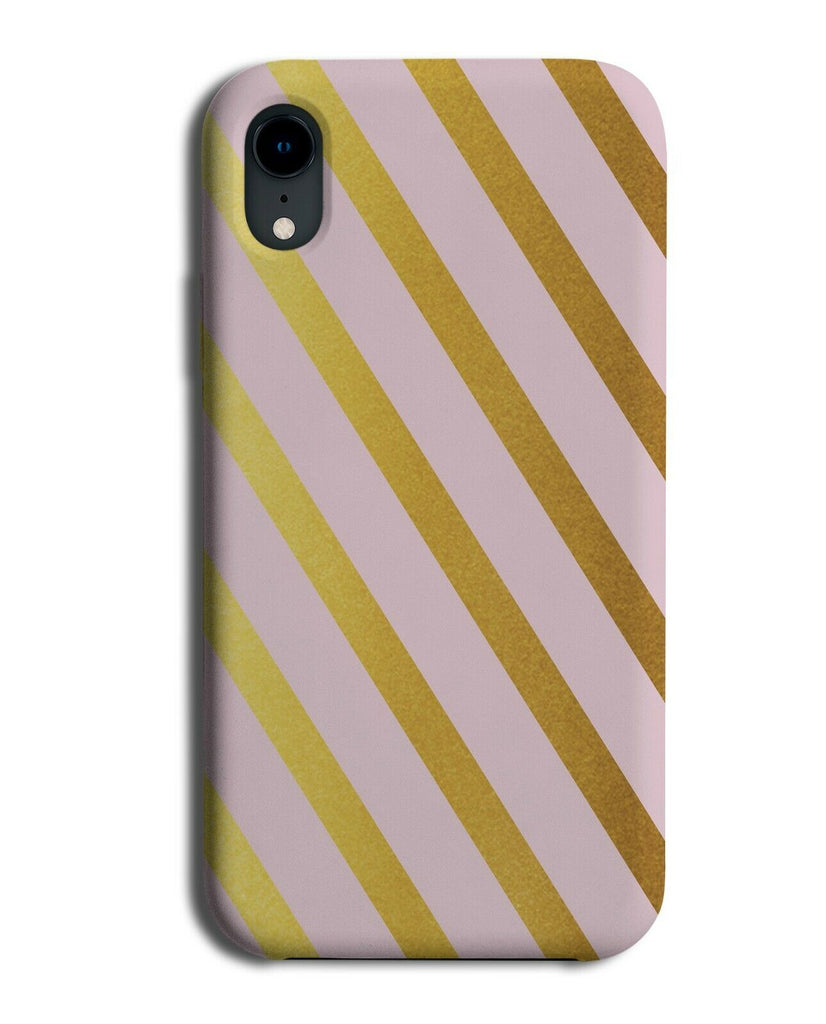 Baby Pink and Golden Striped Phone Case Cover Stripes Stripey Lines Gold i802