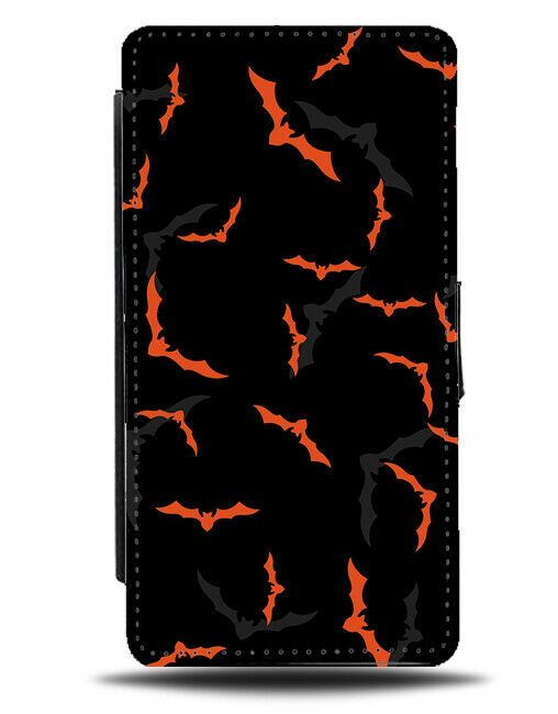 Black and Orange Bats Flip Wallet Case Bat Wing Wings Flying Shapes H674