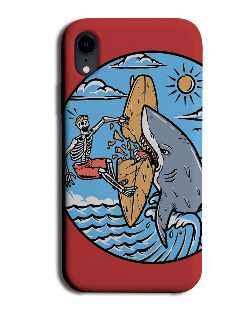 Surfer Attached By Shark Phone Case Cover Sharks Surfing Skeleton Bite Mark BA85
