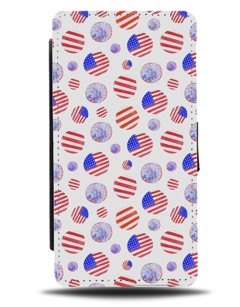 American Flag Design Pattern Flip Wallet Case Flags Circles Novelty Fun USA CT07