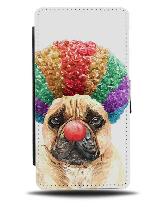 French Bulldog Clown Flip Wallet Case Clowns Colourful Wig Red Nose K700