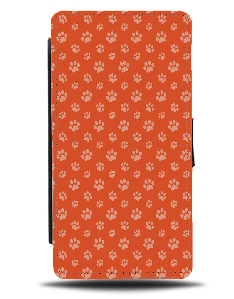 Orange Paw Print Flip Wallet Case Paws Marks Shapes Dog Cat Dogs Cats Feet DF23