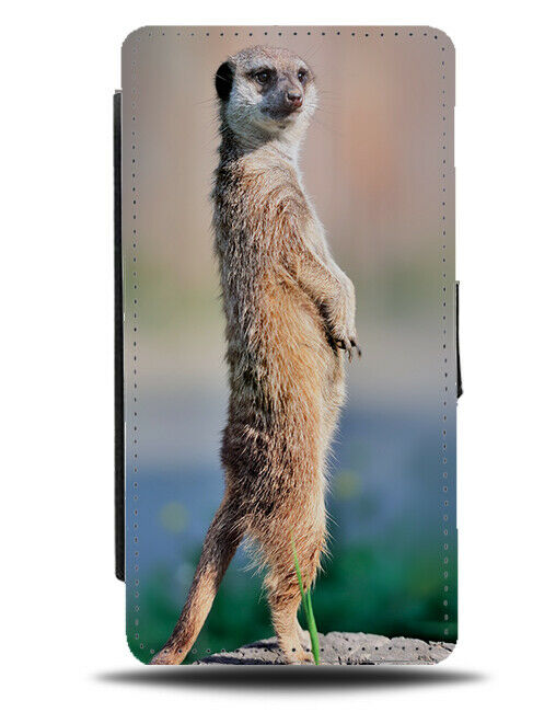 Standing Meerkat Flip Wallet Case Meerkats Picture Funny Animal Peering H247