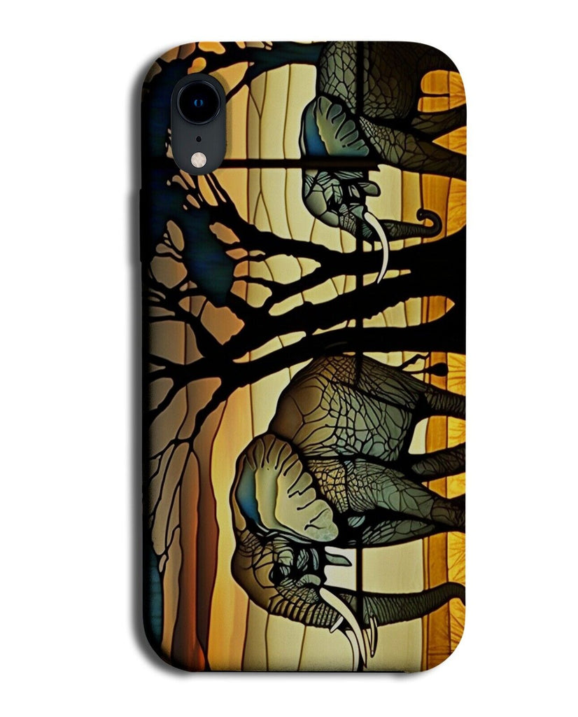 Stained Glass Elephant Print Phone Case Cover Stain Effect Style Elephants AM61