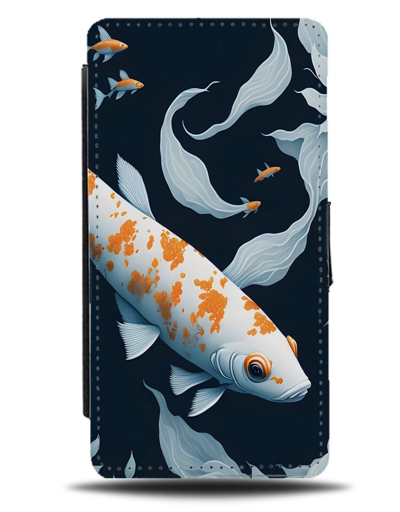 Koi Fish Flip Wallet Case Karp Carp Carps Kois Orange and White Japanese BG69
