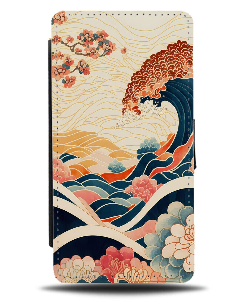 Japanese Tidal Wave Flip Wallet Case Tide Tyde Japan Colourful Ocean Sea AC91