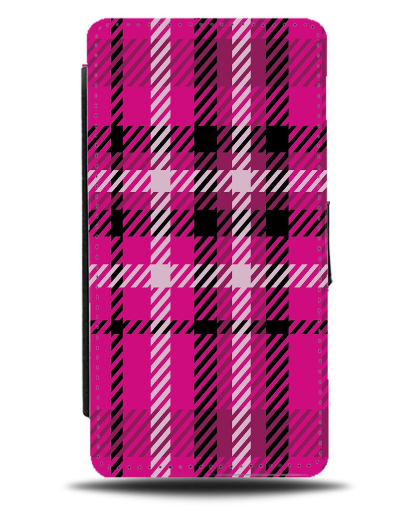 Hot Pink Gingham Flip Wallet Case Flannel Tartan Pattern Patterning Dark AT91