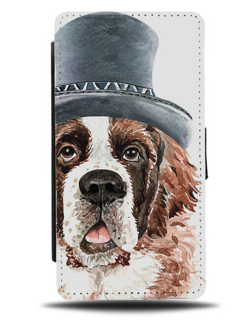 St Bernard Top Hat And Bow Tie Flip Wallet Phone Case Tophat Bowtie Picture K618