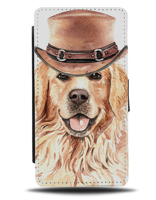 Labrador Flip Wallet Phone Case Dog Western Hat Stylish Fashion Retriever K560