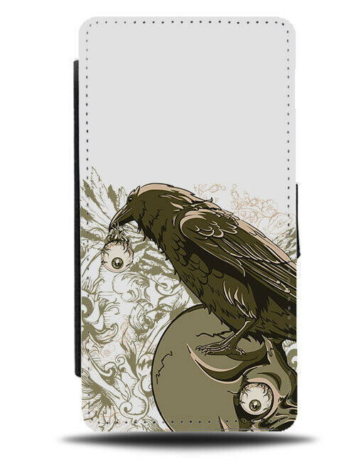 Scary Raven Flip Wallet Phone Case Ravens Bird Birds Crow Crows Dark Green E531