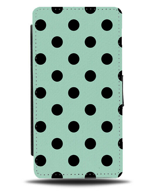 Mint Green and Black Polka Dot Flip Cover Wallet Phone Case Dots Light Pale i462