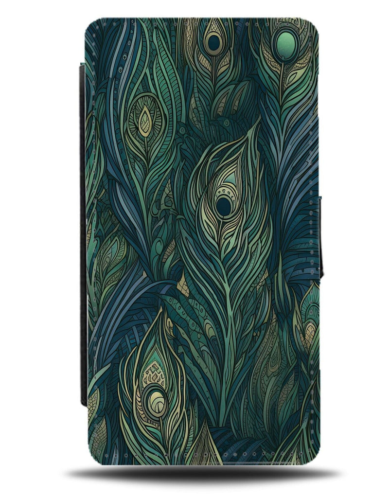 Vintage Peacock Feathers Design Flip Wallet Case Shapes Colours Old Style BY99