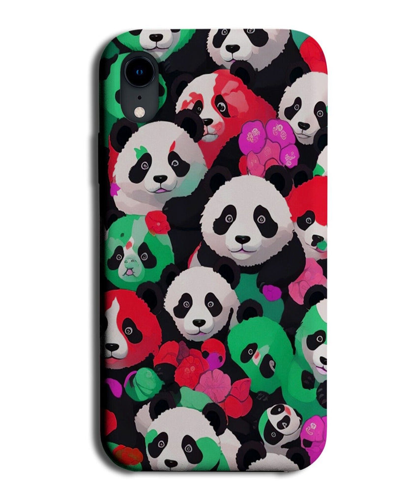 Retro Colourful Panda Faces Phone Case Cover Novelty Face Pandas Fun Art DD54