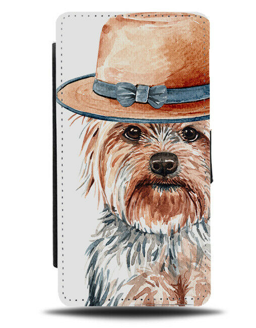 Yorkshire Terrier Flip Wallet Phone Case Dog Hat Stylish Fashion Style K661