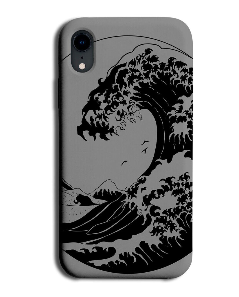 Grey Japanese Wave Phone Case Cover Waves Large Japan Anime Asia Asian AA80
