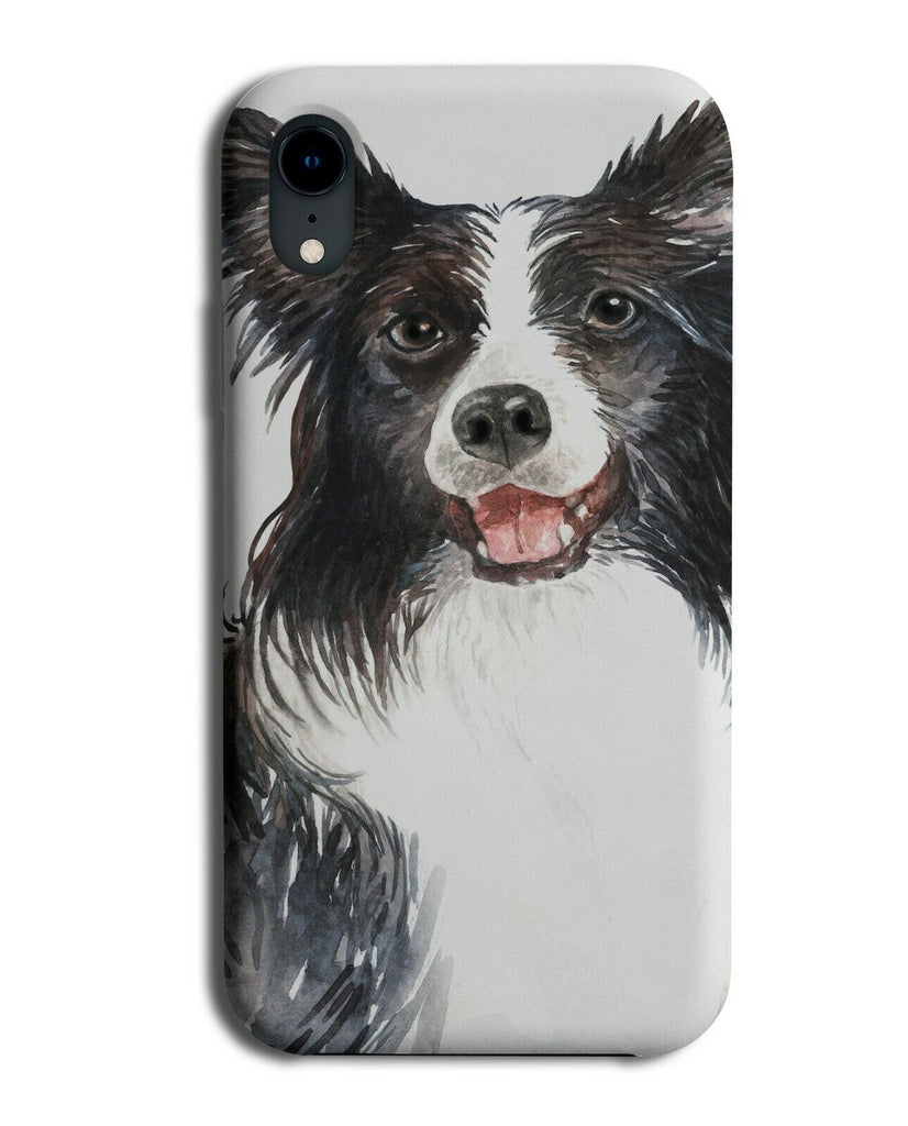 Border Collie Phone Case Cover Dog Pet Watercolour Oil Painting Black White K672